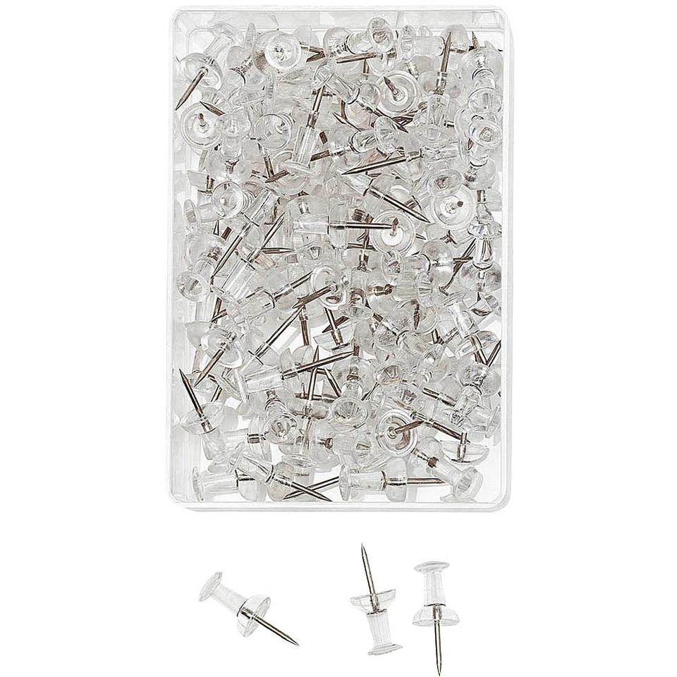 100 Pin Wand Nadeln glasklar für Pinwand Push Pins transparent Pinnwand WEDO