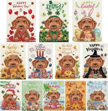 Golden Doodle Garden Flags for Outside Set of 12, Dog Welcome Seasonal Garden...
