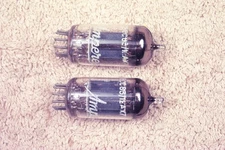 Two, Amperex 12AX7 ECC83, mC5, long plate, matching date pair, 12AX7