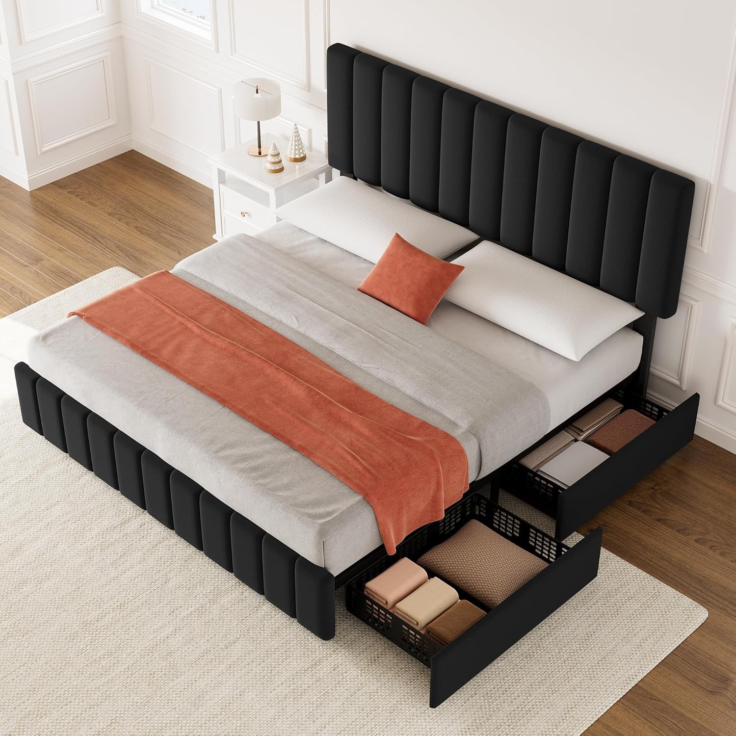 Adjustable Platform Bed W/ Storage Drawer&Tufted Headboard, 