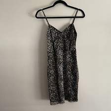 Guess Women S Gray Wild Leopard Print Mesh Y2K Amina Bodycon Dress NWT