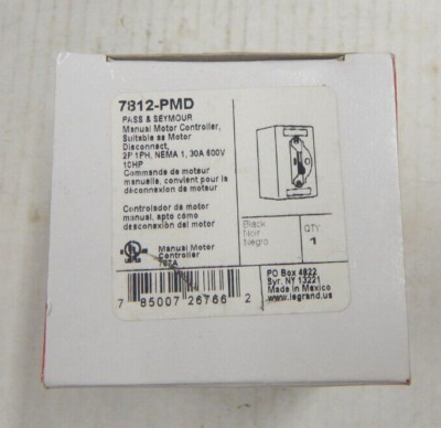 Pmd 2 Controller Pass & Seymour 7812-PMD Manual Motor Controller 2 pole 30 Amp 600V 10 ...