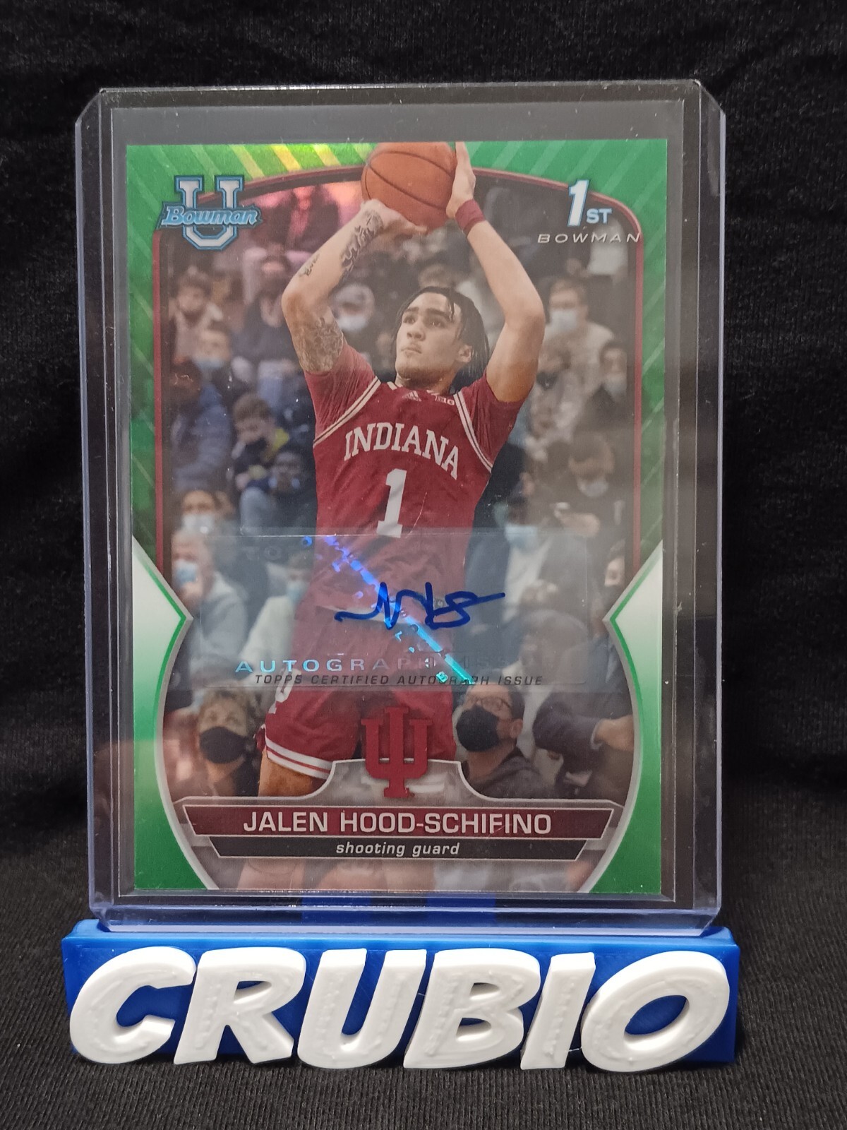 2022-23 Bowman University Green Refractor Auto /99 Jalen Hood-Schifino #57 RC