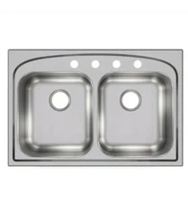 Elkay Pergola Drop-In Stainless Steel 33 in. 4-Hole Double Bowl Kitchen Sink