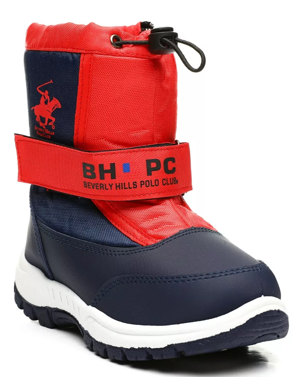 NEW KIDS BEVERLY HILLS POLO CLUB STRAP SIDE ZIPPER RED BLUE WHITE SNOW BOOTS