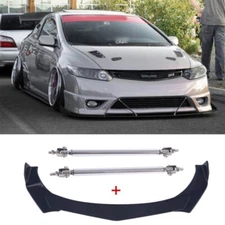 Front Bumper Lip Chin Spoiler Splitter + Strut Rods For Dodge Charger SRT RT SXT