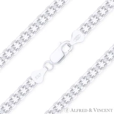 3mm Bizmark Bismark Link Italian Chain Anklet in Solid 925 Italy Sterling Silver