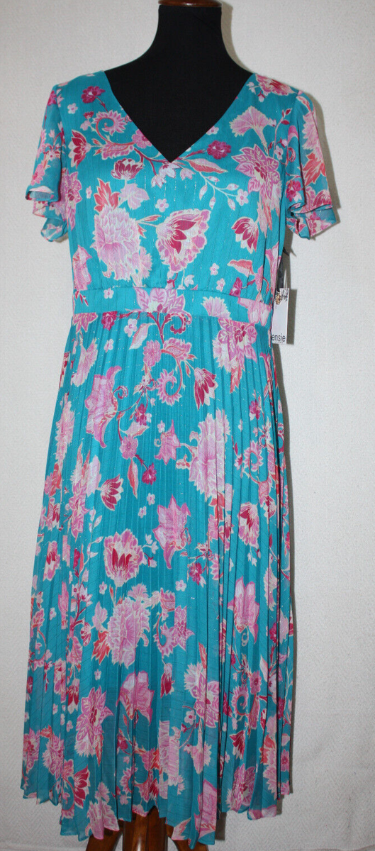 aqua pleated floral dress Print Halter Cutout Neck Maxi Boiilife Bustier style at top Aqua Paisley Floral Pleated Casual
