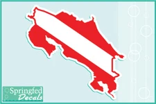 COSTA RICA Shaped DIVE Flag Vinyl Decal Car Truck Sticker SCUBA Diving Decal