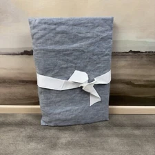 Pottery Barn Belgian Flax Linen Pillow Sham W/Ties Euro Chambray Flaw Read NWOT