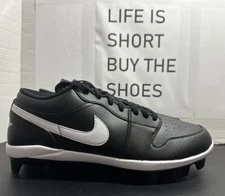 Nike Jordan 1 Retro MCS Low Black-White Baseball Cleats CJ8524-011 Size 9.5