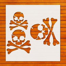 Skull and Crossbones 10x10 Stencil Template Reusable Gothic Art, Wall Art
