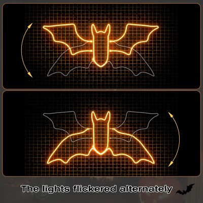 Bat Neon Sign for Wall Art Decor,Led Sign Animated Dimmable LED Light,21'' x 10''