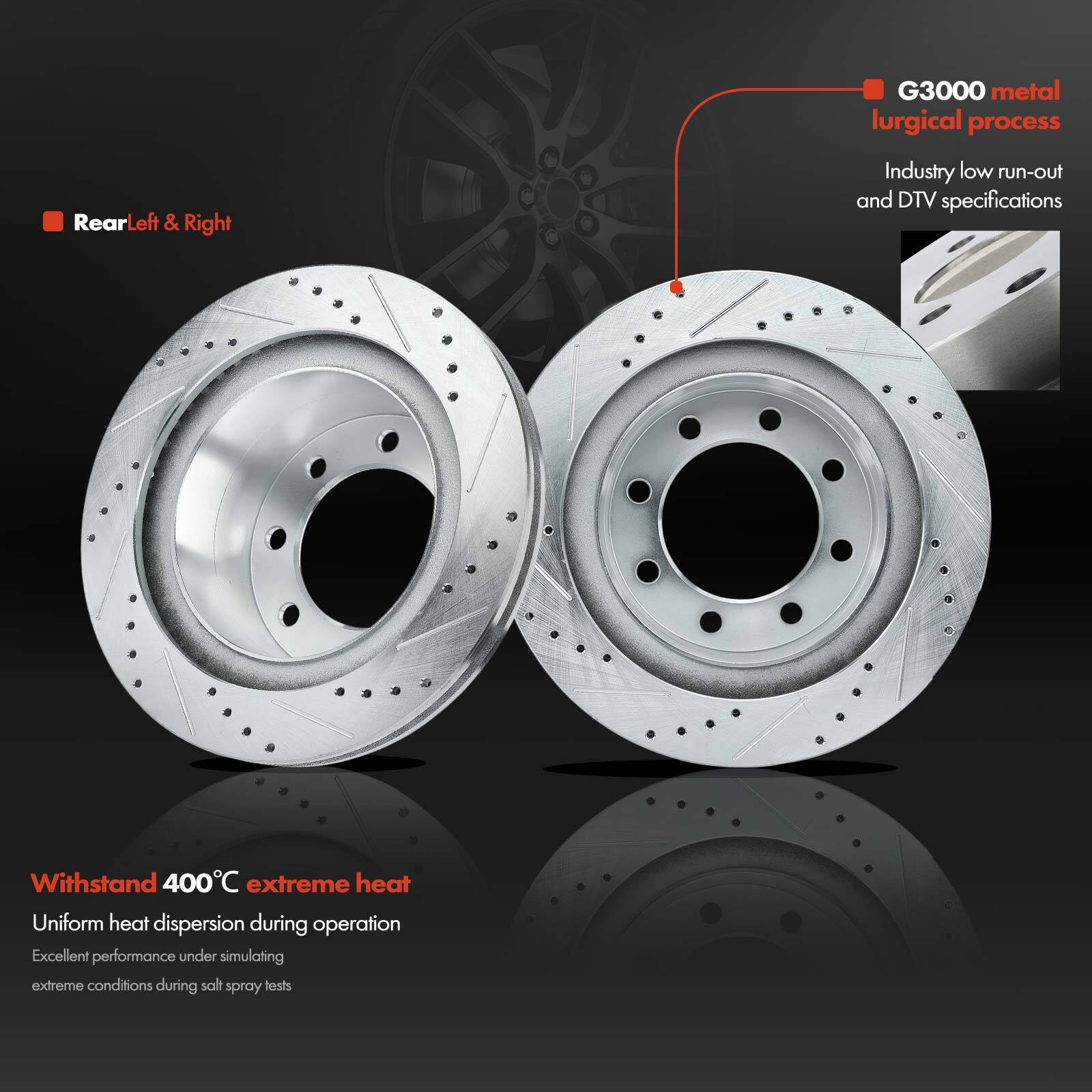 Rear Drilled Rotors & Ceramic Brake Pads for Dodge Ram 1500 0608 Ram