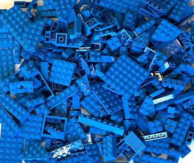 Bulk lot of 100 BLUE LEGO Pieces Bricks Blocks Slopes Plates Free Shipping