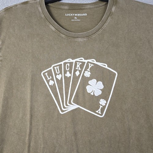 Lucky Brand Royal Flush Poker Shirt Mens Extra Large XL Brown Casual Cards NWT