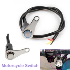 Motorcycle Headlight Switch Horn Handlebar Mount Push Button 12V w/ Blue Light