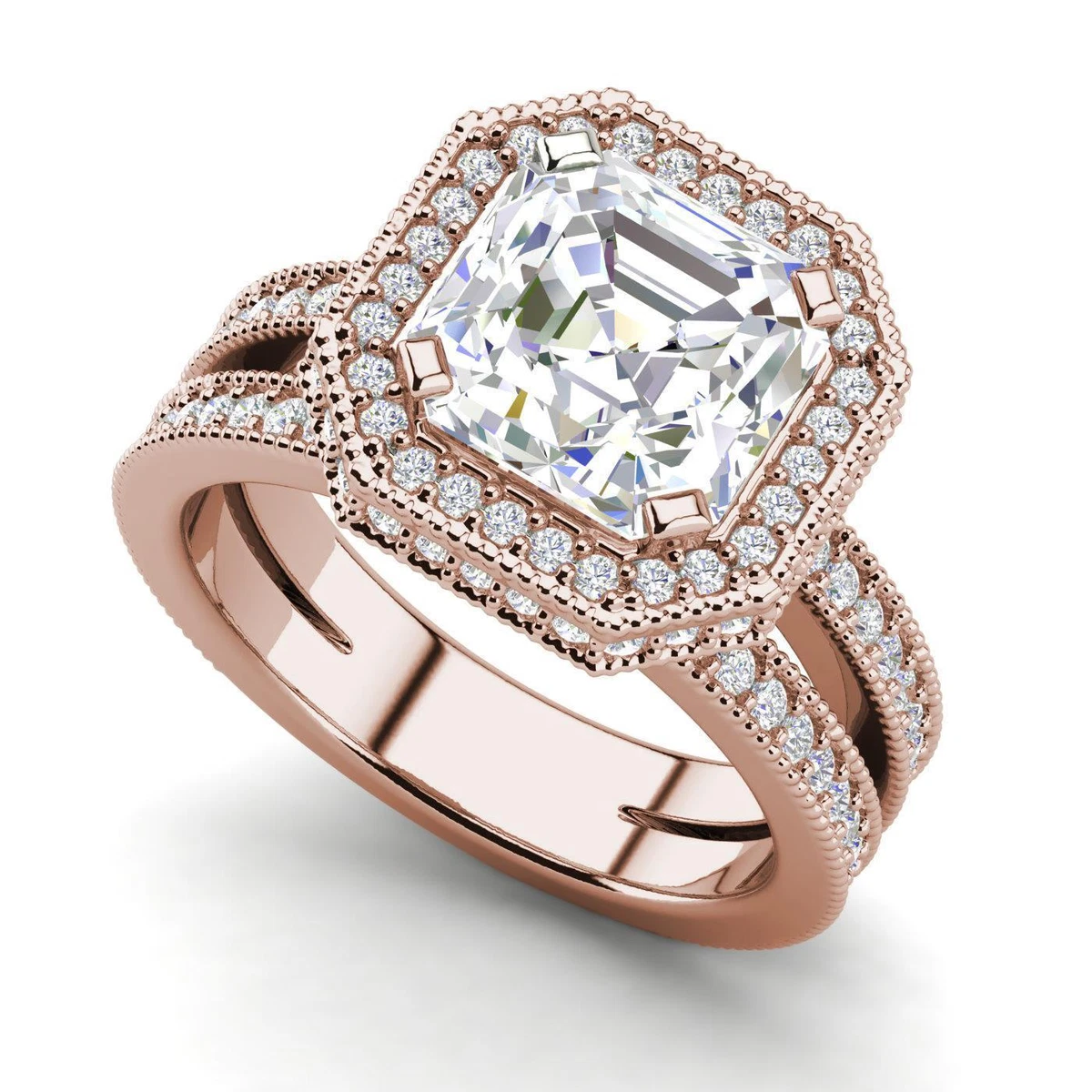 Split shank asscher cut engagement best sale ring
