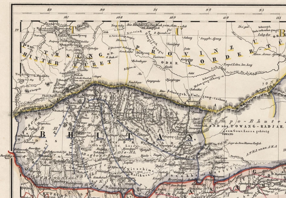 Map "Karte von Asam, Ost-Bengalen und Nord-Birma" (Bhutan) Mahlmann, 1840 - Image 4 of 4