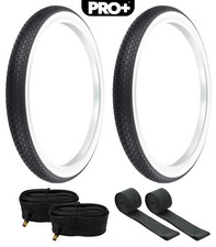 PRO BICYCLE TIRES 26 x 3.00 WHITEWALL W-012 FAT BRICK TREAD W/TUBES  RIMSTRIPS