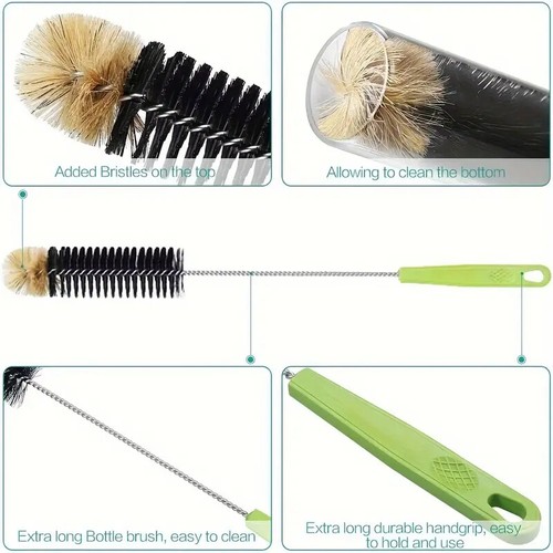 2× Long Handle Bottle Cleaner Brushes Glass Tube Silicone Cleaning Brush For Cup - Picture 9 of 15