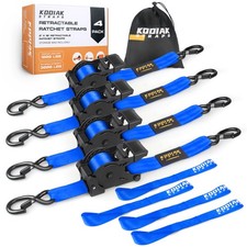 Retractable Ratchet Straps 2" x 10ft, 3000lb, Heavy Duty Tie Down -Blue, 4 Pack