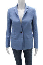 J Crew Unisex Light Blue Wool Blend Collared Button Blazer Size 4P