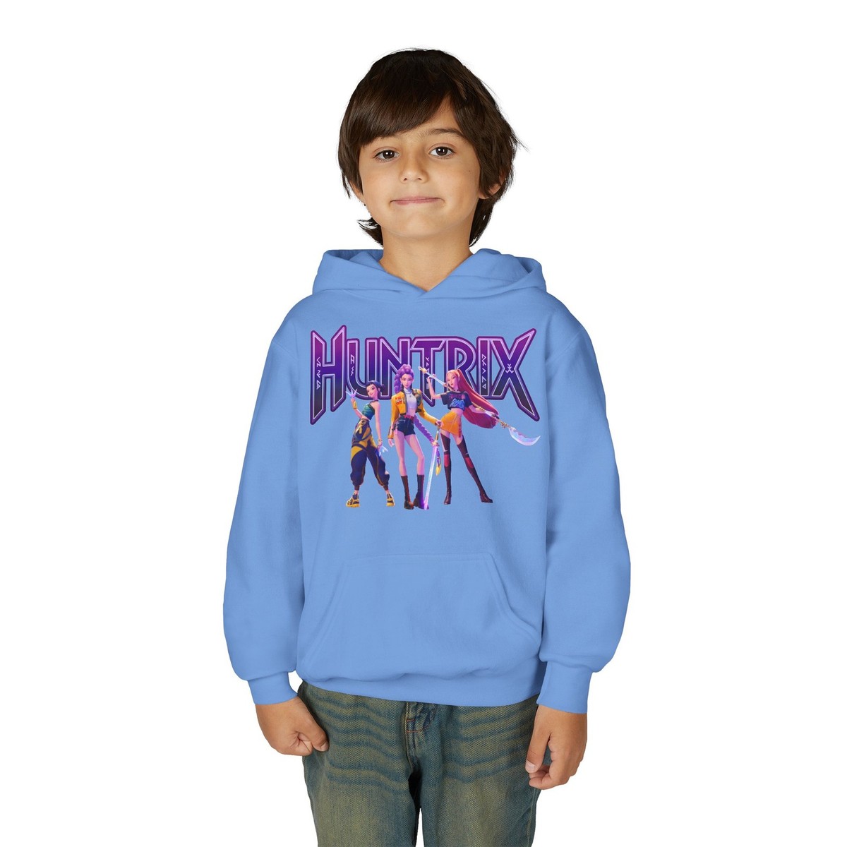 Pull à Capuche Enfant Huntrix Motif Demon Hunters – 9 Couleurs, Unisexe, Style Anime Décontracté