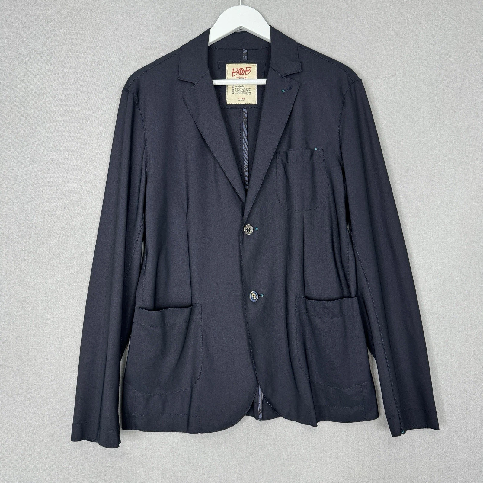 BOB Blazer Jacket Mens Large Navy Blue Stretch Tech Sport Coat Made Italy Career
Opens in a new wind