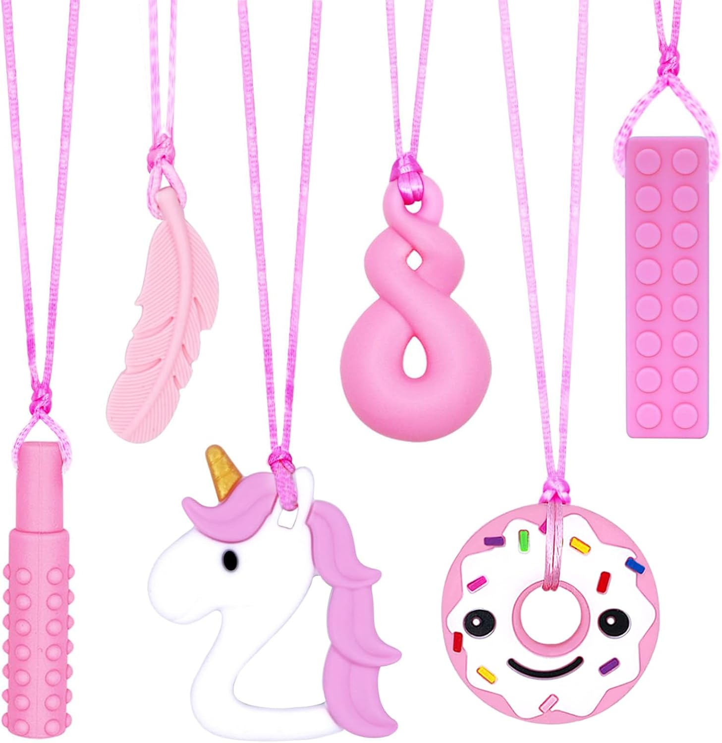 6 PCS Sensory Chew Necklace, Chew Toys for Autistic - ADHD - Biting Needs Childr