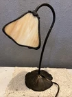 Vintage Tiffany Style Art Nouveau Table Lamp Stained Glass Lily Pad Base Read