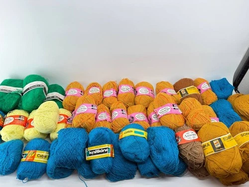 Vintage Yarn Lot 50 Skeins Balls Knitking Schoeller Stahl Mixed Knitting 7.00 lb - product listing photo