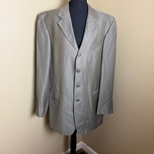 Oscar de la Renta Profile Blazer Mens 42L Gray Wool Tencel Sport Coat