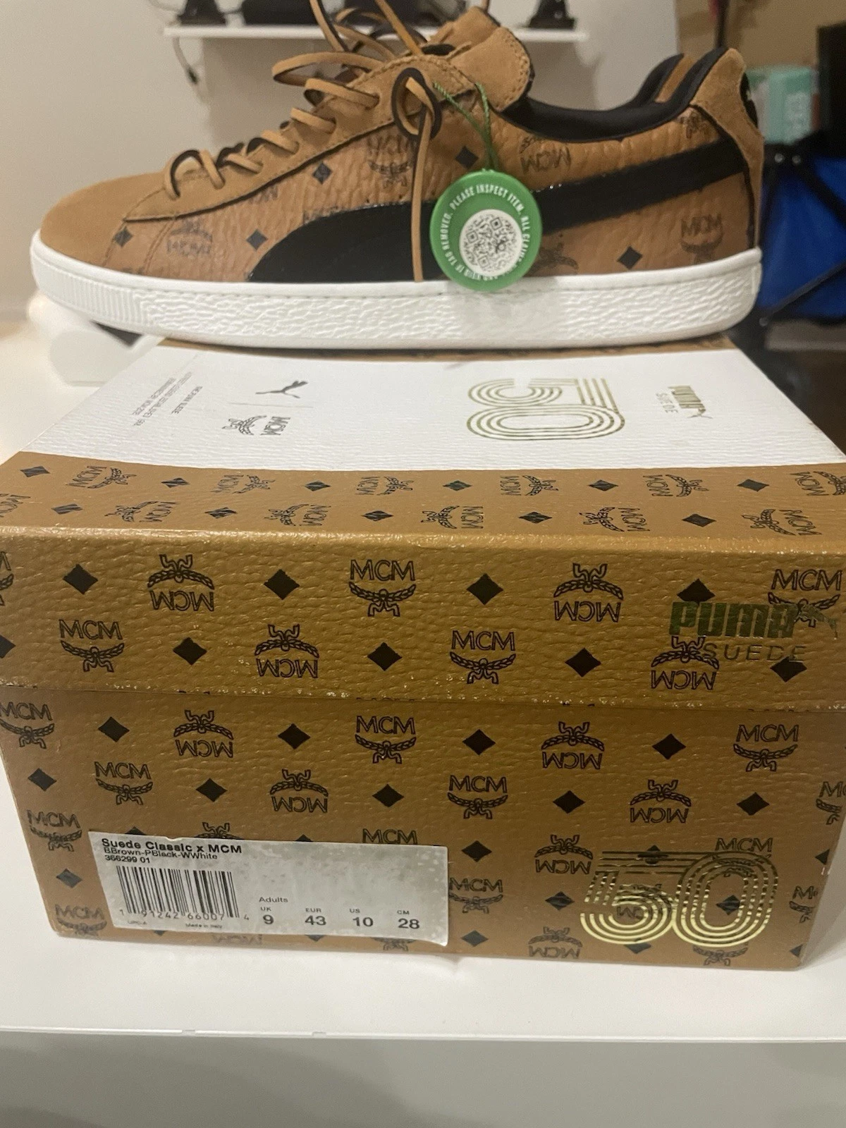 Taglia 10 PUMA MCM x pelle scamosciata olivello spinoso marrone