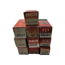 Lot of 10 Vintage RCA Electron Vacuum Tubes Original Boxes, Steam Punk Art