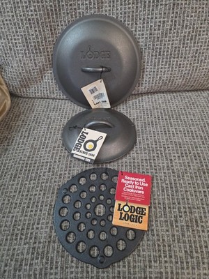 Lot X3 Lodge Cast Iron Replacement Lid Trivet 5IC 8IC2 10-1/4 8DOT New Old Stock
