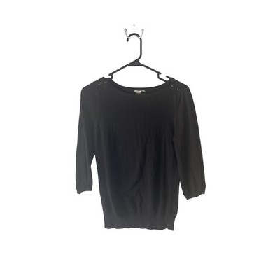 Halogen Size Medium Black Cotton Light Weight 3/4 Sleeve Top