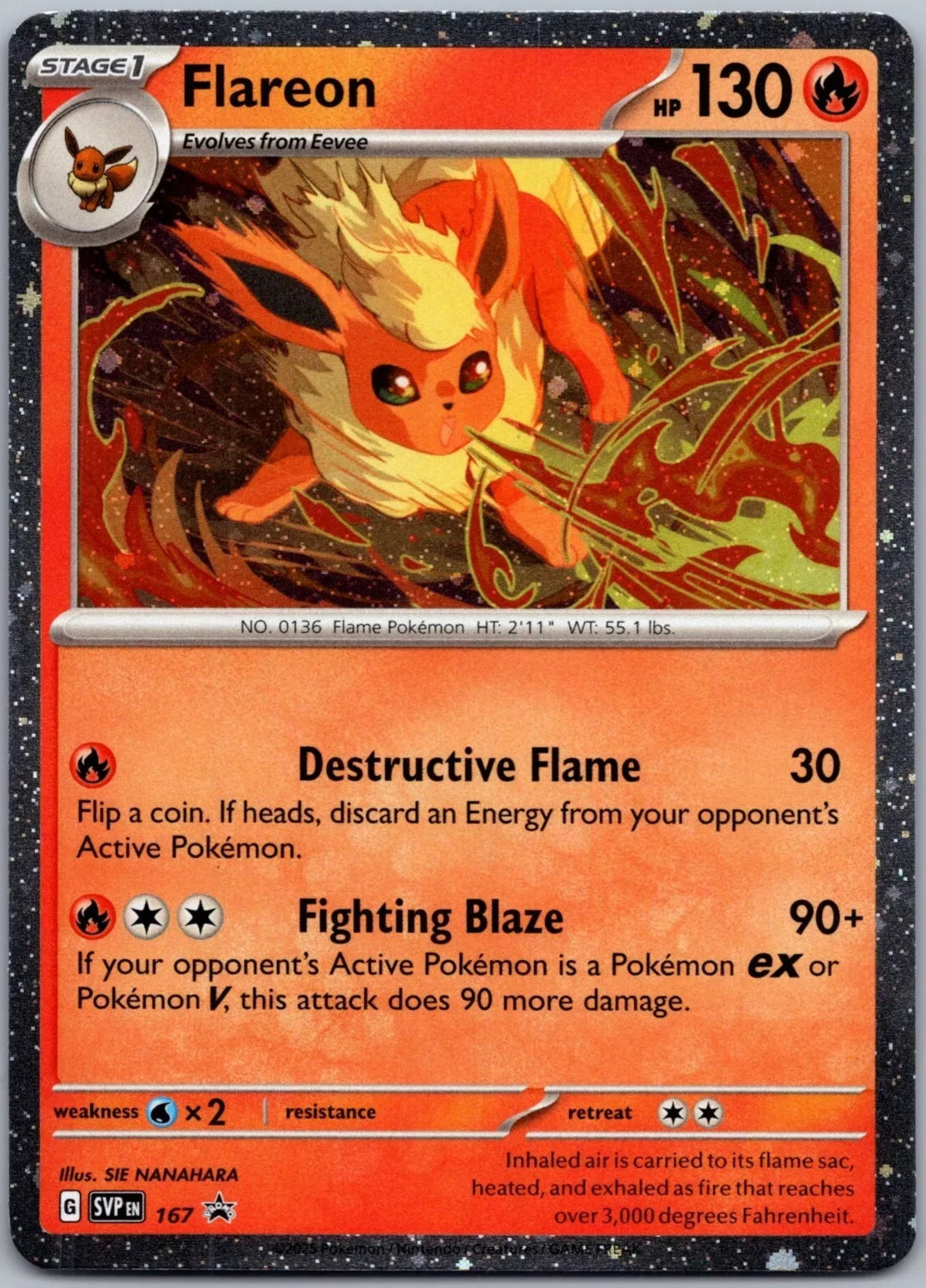 Flareon SVP 167 Cosmos Holo Black Star Promo Pokemon TCG Near Mint