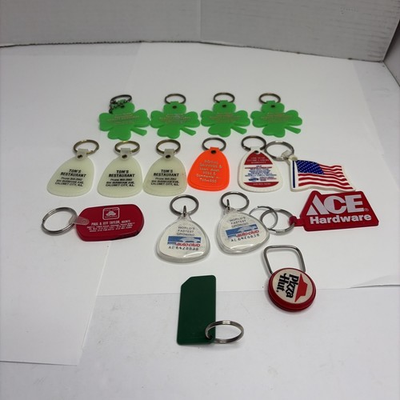 #ad Lot of 16 Vintage Advertising Keychains Pizza HutAce HardwareIllinois Lottery $42.46