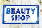 VINTAGE BEAUTY SHOP GASOLINE OIL PORCELAIN PUMP STATION PARLOR SPA AD SIGN