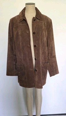 Genuine Suede Leather Jacket Brown A.R. Bernard Fashions Vintage 90 s/Y2K- Sz L
