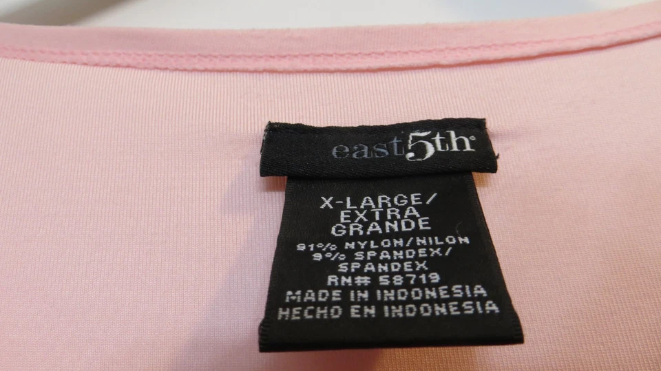 Camisa East 5th Para Mujer XL Rosa Manga Corta Pullover Elastizada Blusa Defectos Clásicos Foto 4 de 4
