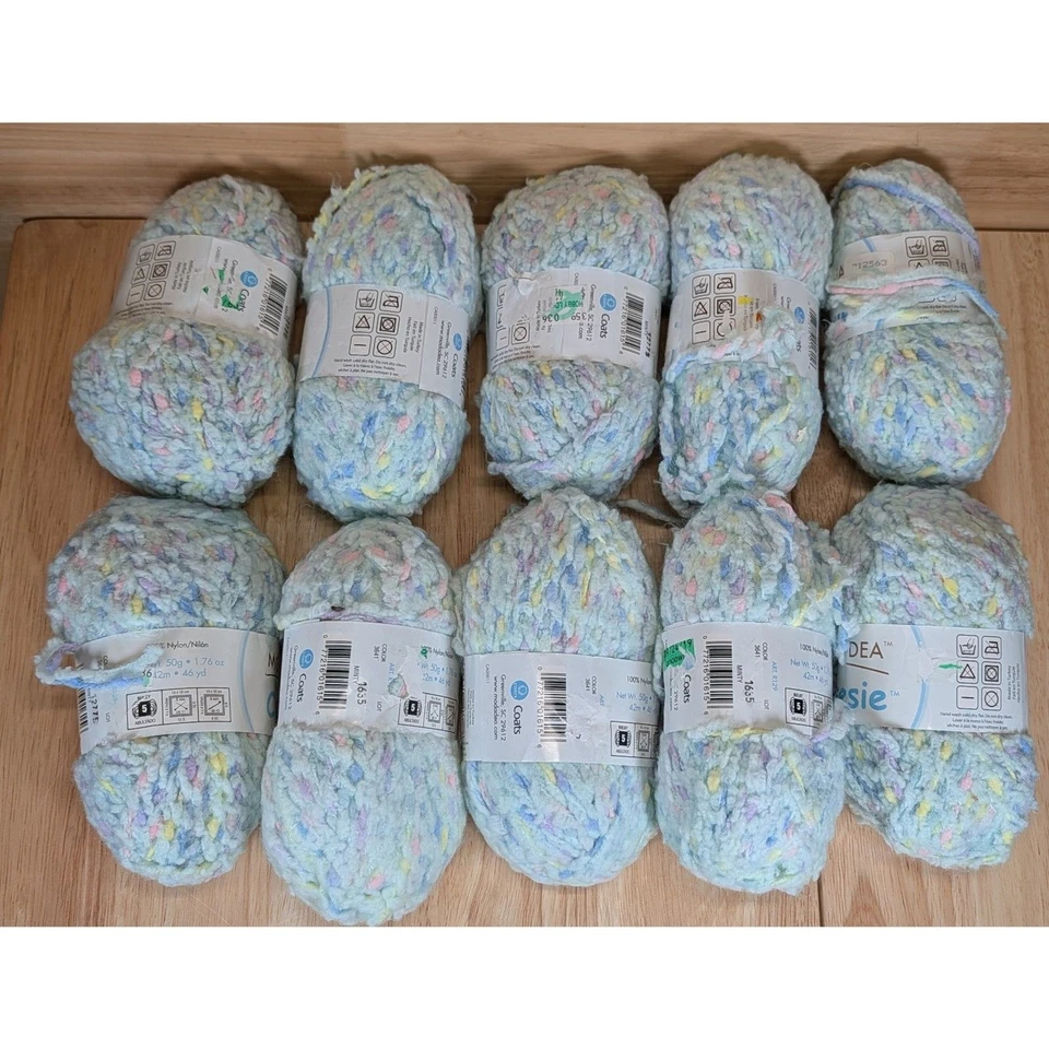 Lot of 10 Moda Dea CUTESIE Yarn 17.6oz Minty Pastel #5 Bulky Chenille Blend - Image 2 of 3
