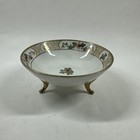 Vintage Nippon Hand Painted Bowl 3 Footed Floral Design Gold Trim 3" H