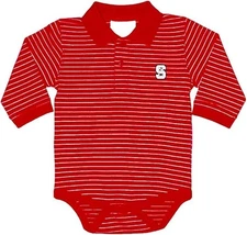 Two Feet Ahead Golf Striped Polo Long Sleeve NC State Wolves 12  Months