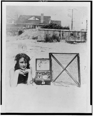 Station B-E-A-U-T-Y,beaches,radios,woman,portable,Atlantic City,New Jersey,1922