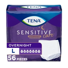 TENA Sensitive Care Incontinence Breathable Overnight Underwear Women L 56 Ct