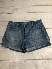SO High Rise Shortie Shorts Womens 17 Blue Denim Jean High Waisted Casual Summer