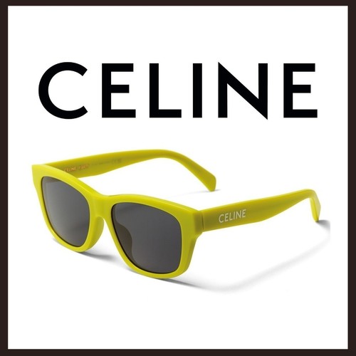 Celine CL40249U Monochrome Cell Square Sunglasses Neon Yellow, New