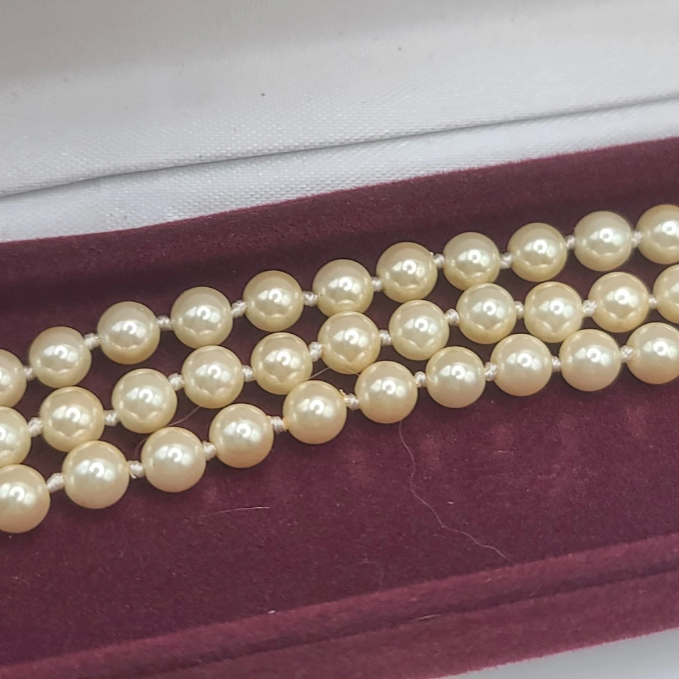 Pulsera Camrose Kross JBK imitación perla azul estrás clásica con caja firmada 8" Foto 4 de 4